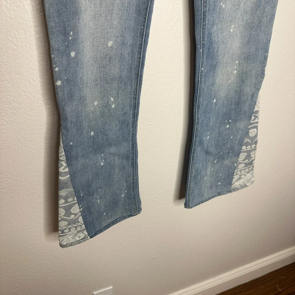 Free People Flare Jeans Size 28 Light Wash Paint Splatter Boho Distressed